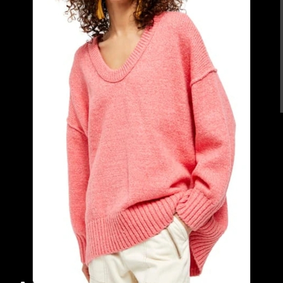Free People Brookside Pink Lightening MSRP:$128 Women Medium Oversized Sweater - Picture 6 of 10